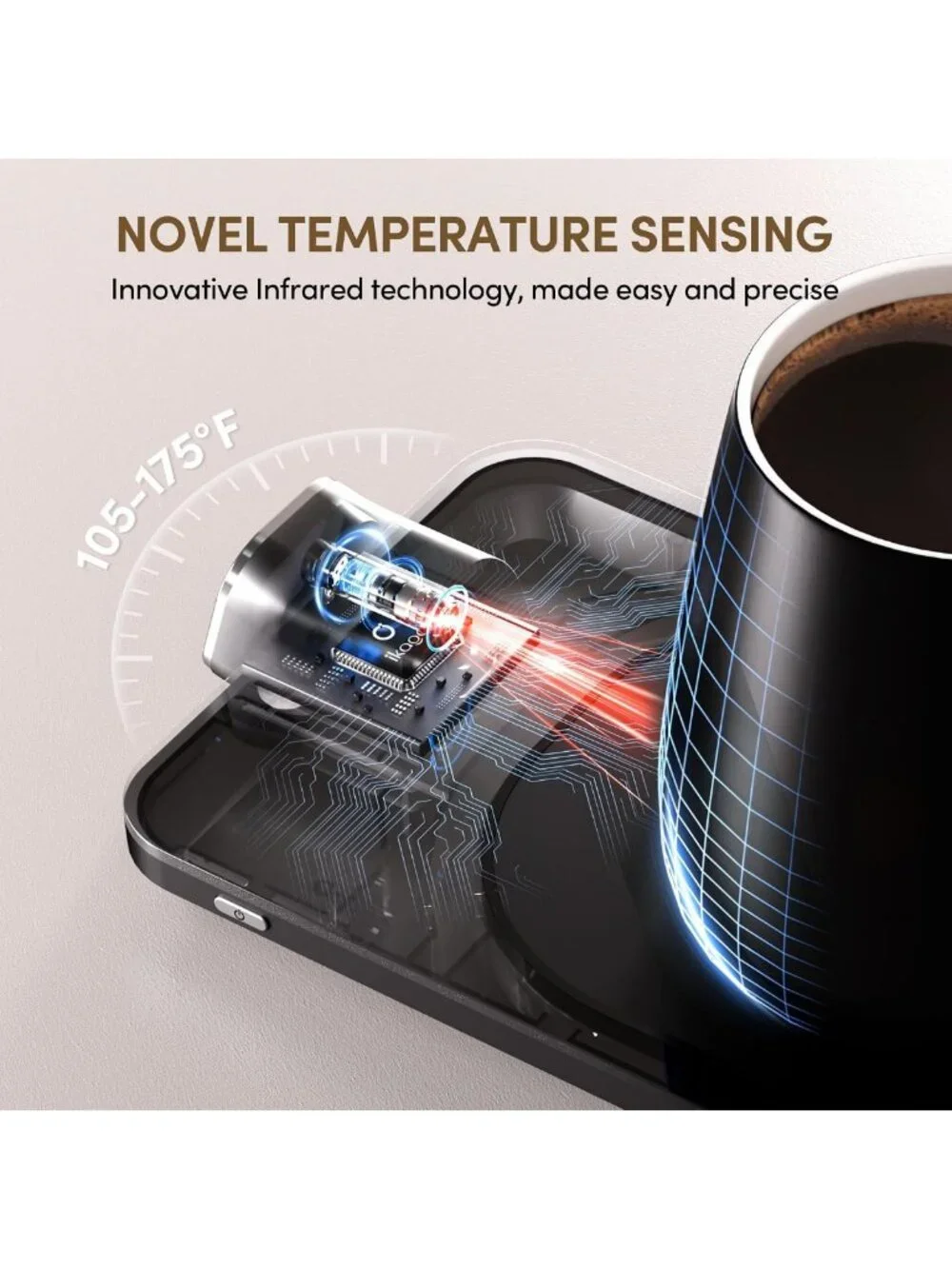 Coffee Mug Warmer Set with Precise Temp Control, Auto Shut Off, 15oz Mug & Spoon